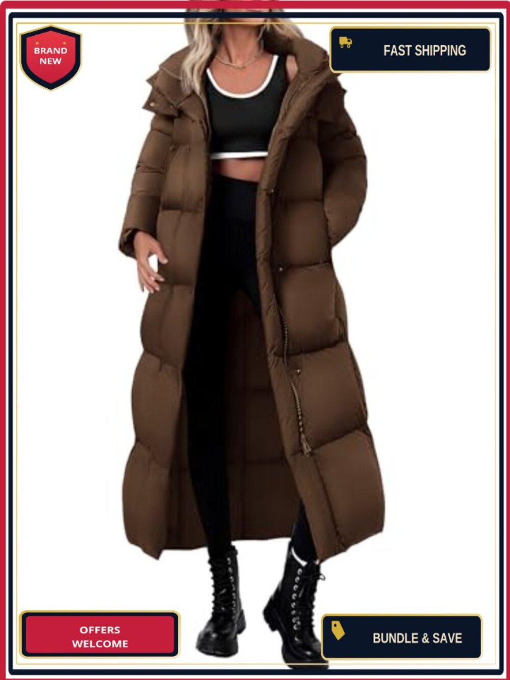 PRETTYGARDEN Women's Hooded Long Puffer Coat Winter Warm Quilted Jacket